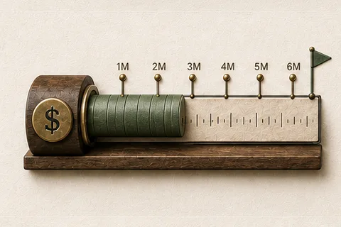 The actual ToolsPad cash runway calculator artwork showing balance across future months