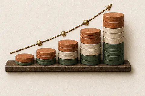 The actual ToolsPad compound interest calculator artwork showing contributions growing over time