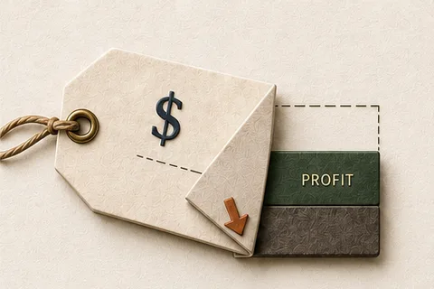 The actual ToolsPad discount calculator artwork showing before and after price and profit