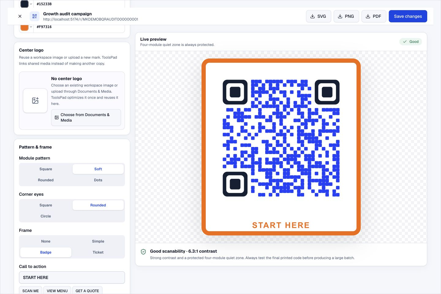 QR Code Generator product interface showing give your qr code a look that belongs