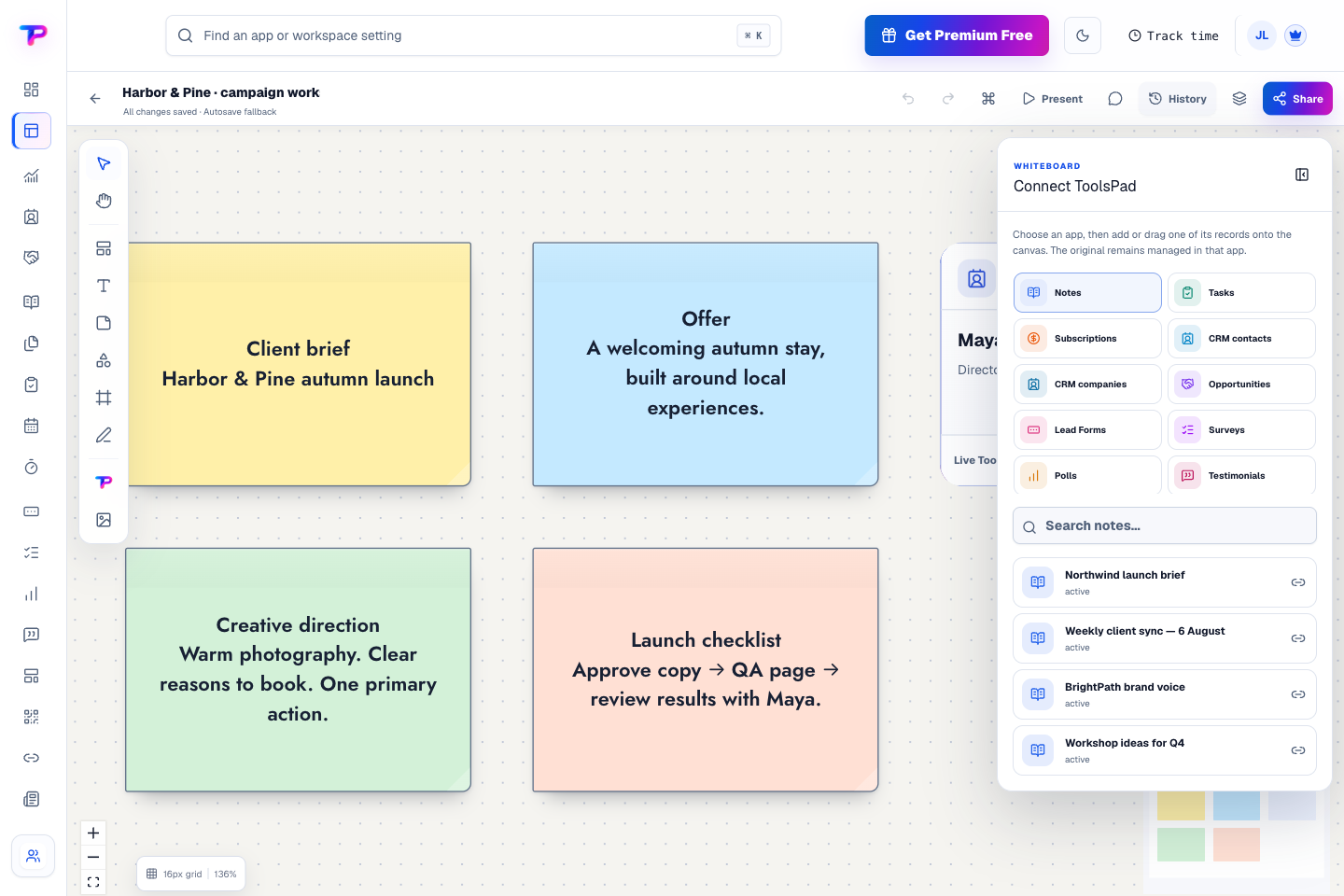Whiteboards product interface showing bring the original record into the conversation